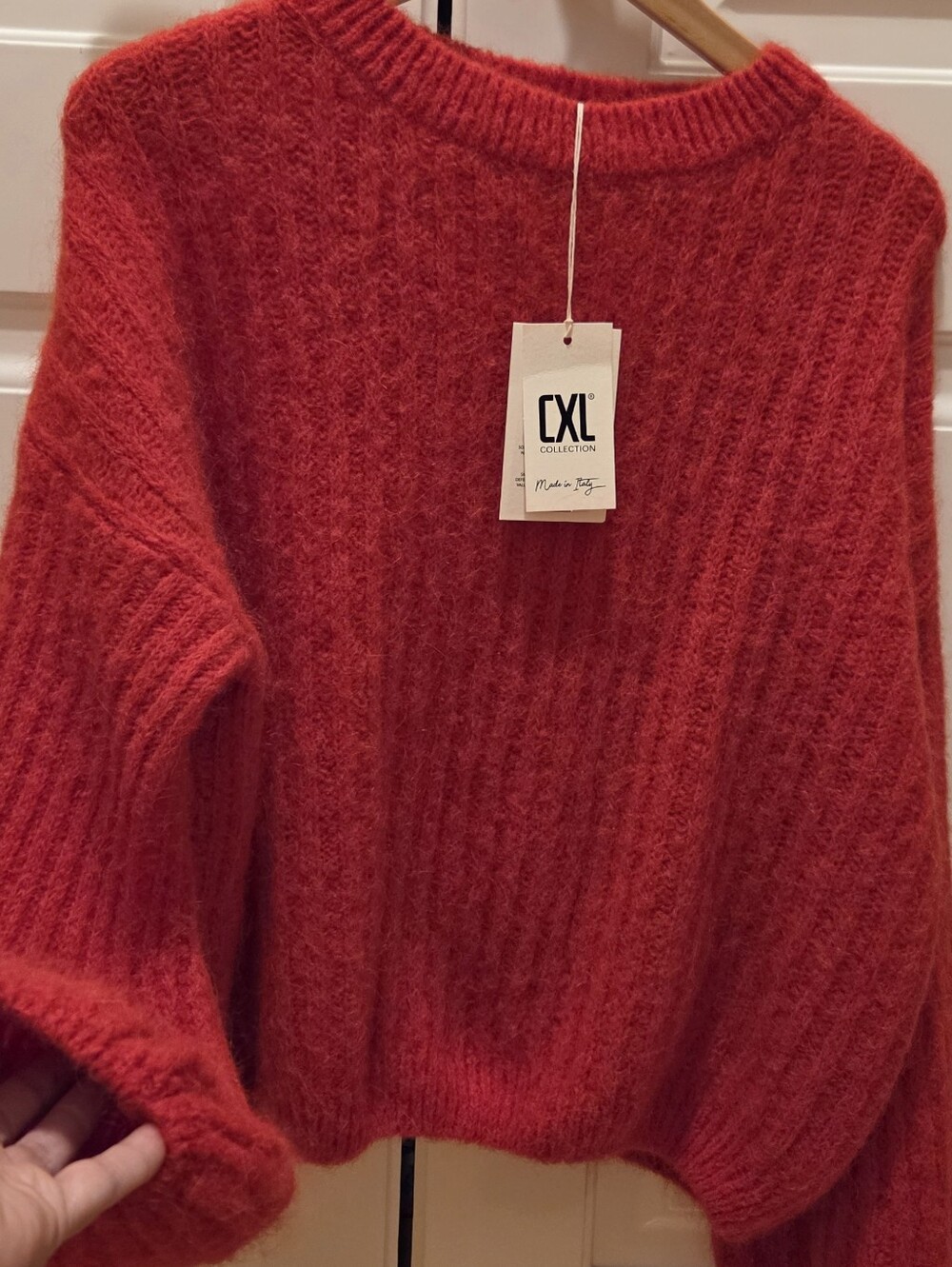 Women's Bright Red Crewneck Rib Sweater